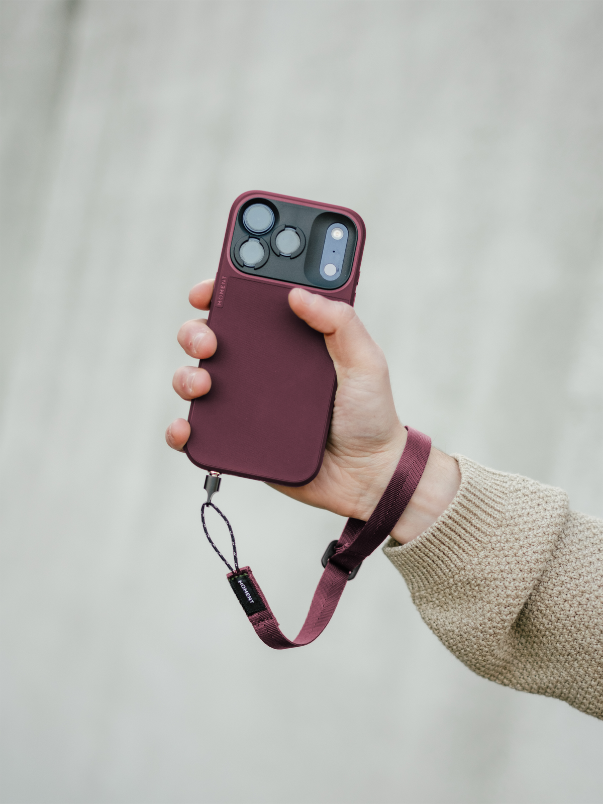 Moment Mobile Adjustable Wrist Strap - Burgundy