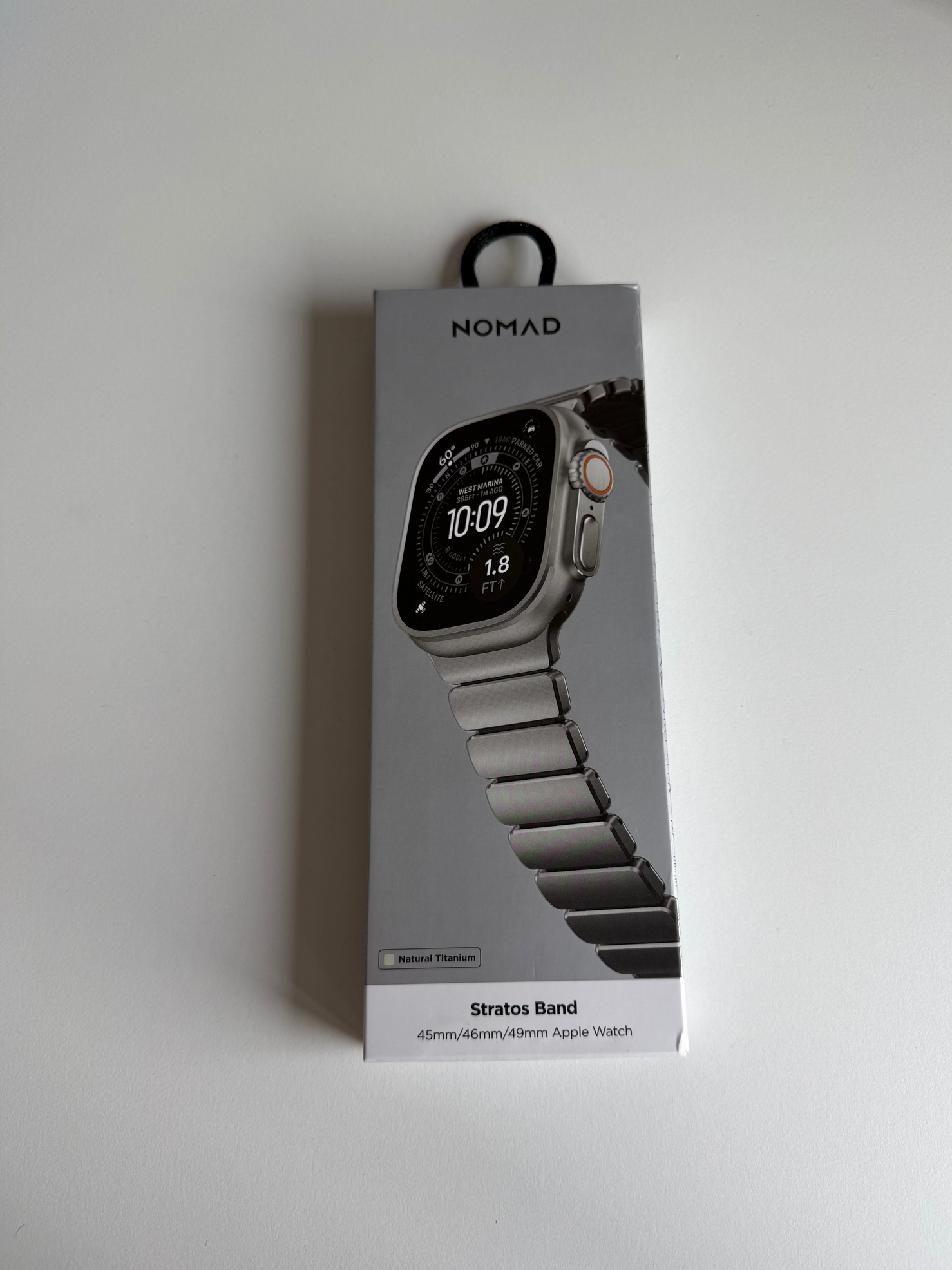Nomad Stratos Band - 49mm - Natural Titanium - Black - Open Box