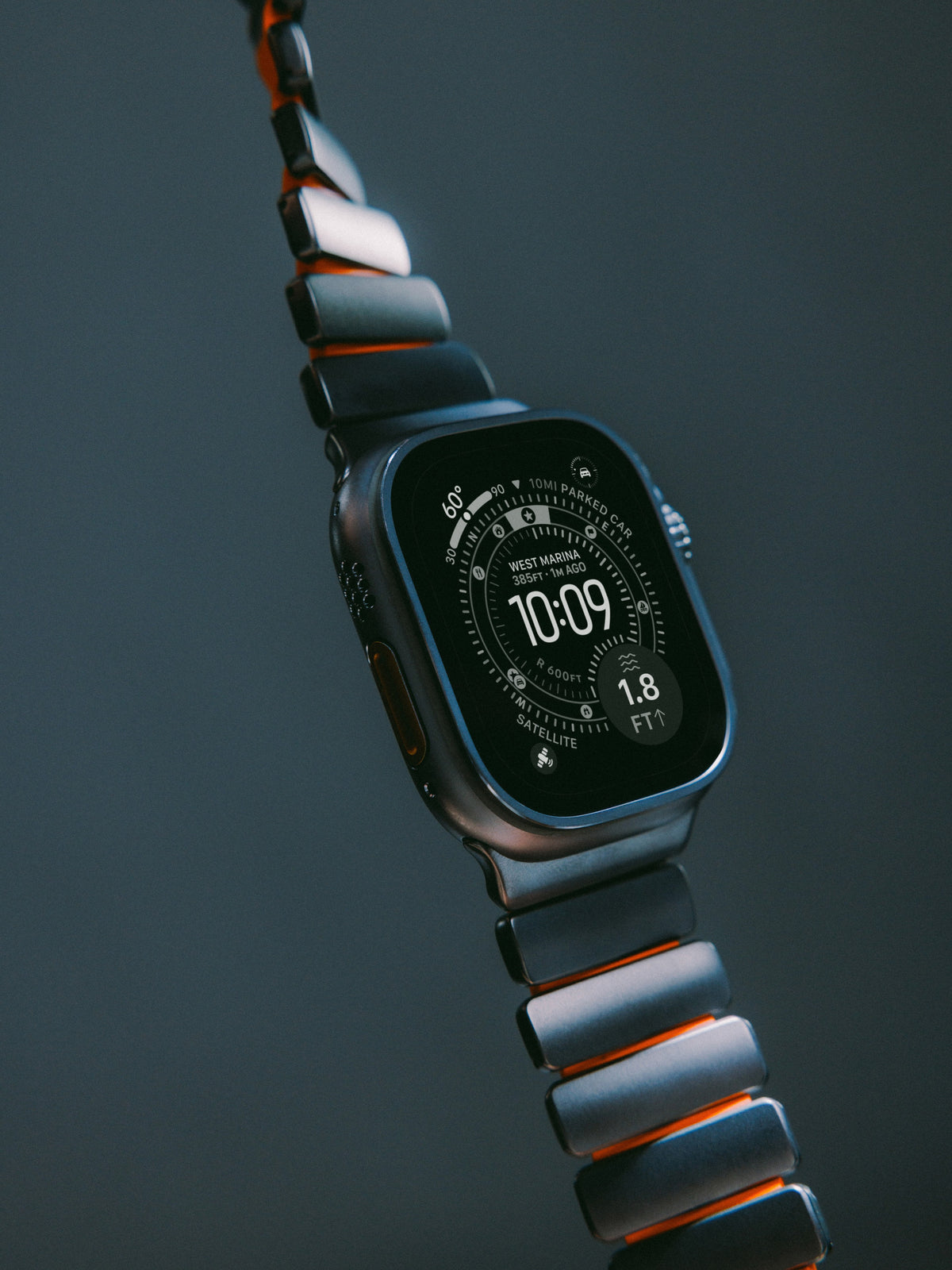 Nomad Stratos Band - 49mm - Natural Titanium - Ultra Orange