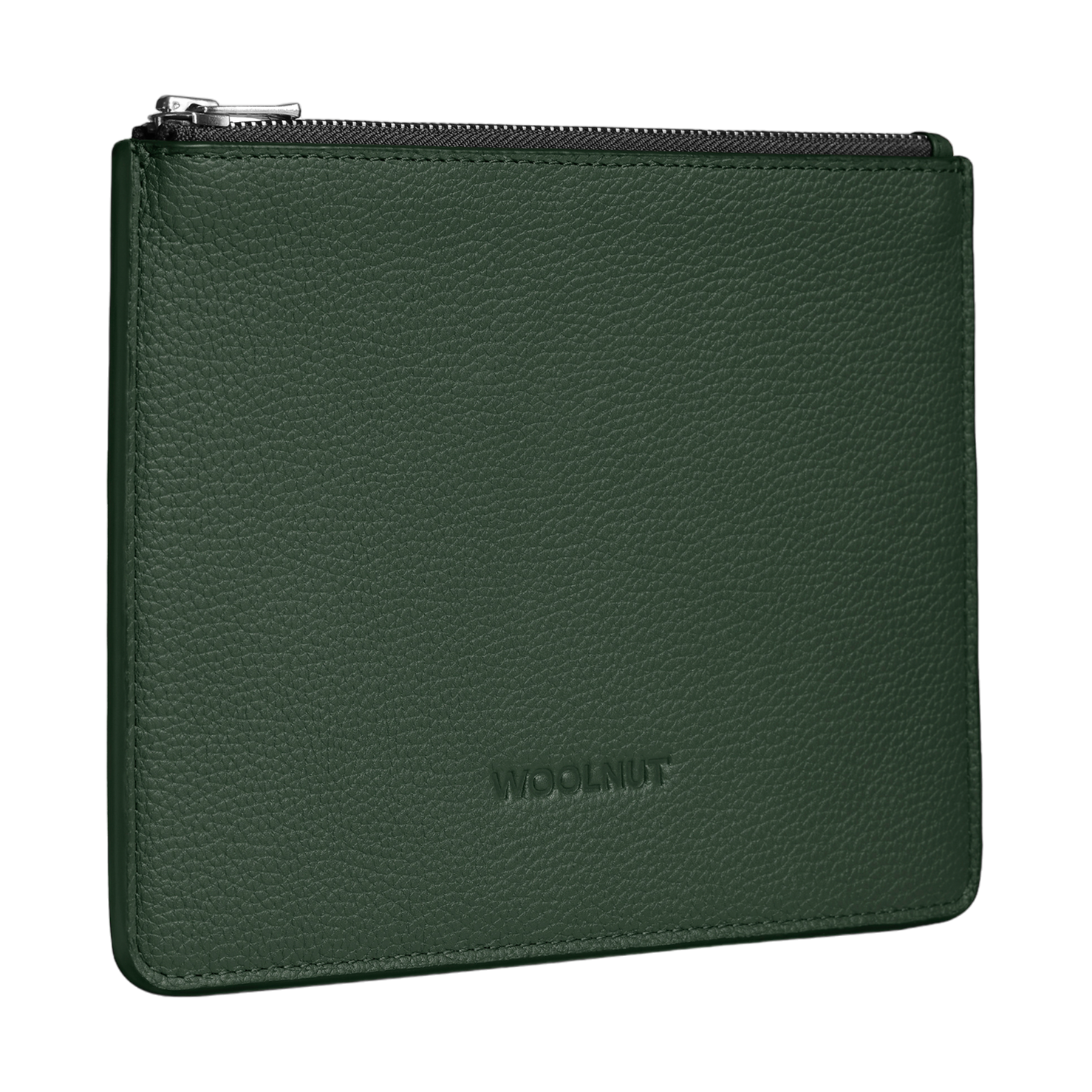 Woolnut Flat Leather Pouch - Green