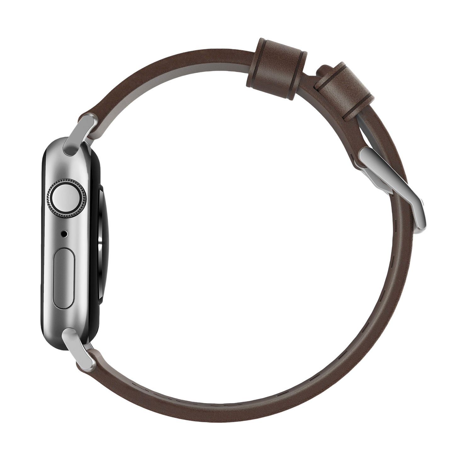 Nomad Modern Band with Horween Leather - 46/49mm - Silver Hardware - Brown