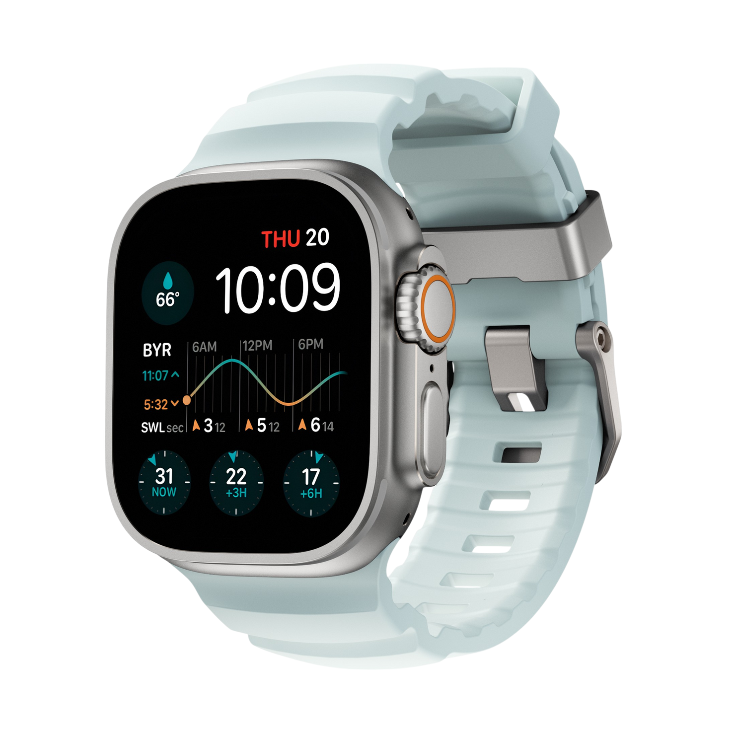 Nomad Rocky Point Band - 46/49mm - Natural Hardware - Icy Blue Glow