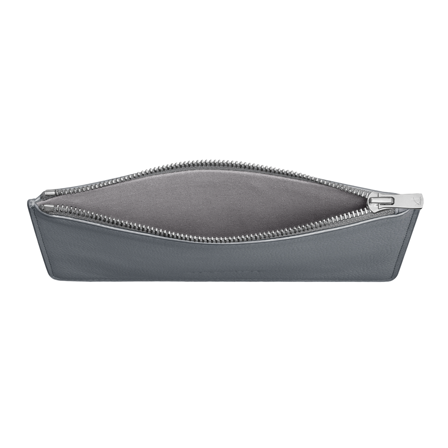 Woolnut Flat Leather Pouch - Grey